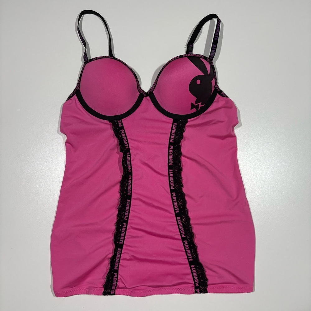💖 Playboy Bunny Logo Pink “Playmate” Lingerie Bustier Top - Size small